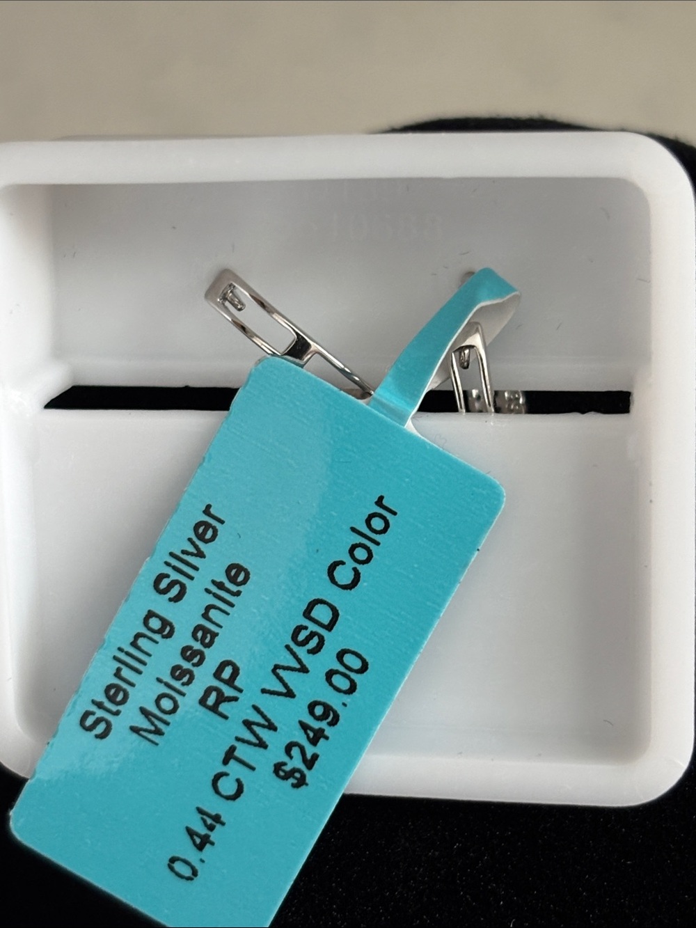 Sterling Silver Moissanite Huggie Hoop Earrings, 0.44 CTW, VVSD Color - Picture 7 of 9